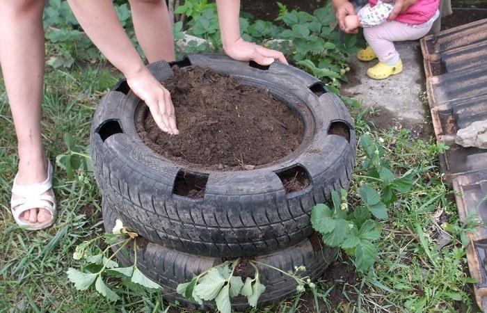 сооружение из шин 